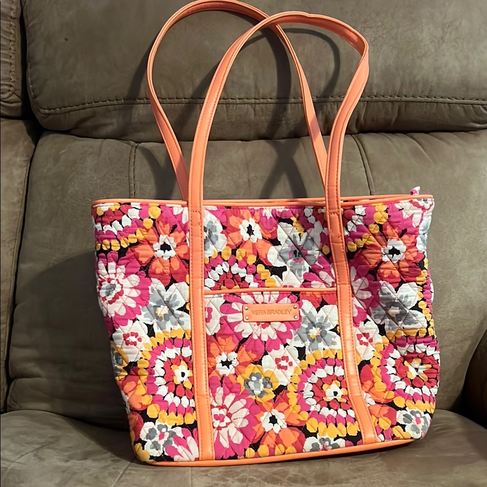 Vera Bradley Pink and Orange Floral Tote Bag